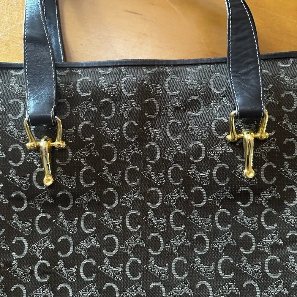 Celine Brown Canvas & Leather C Carriage Tote - Picture 14 of 15